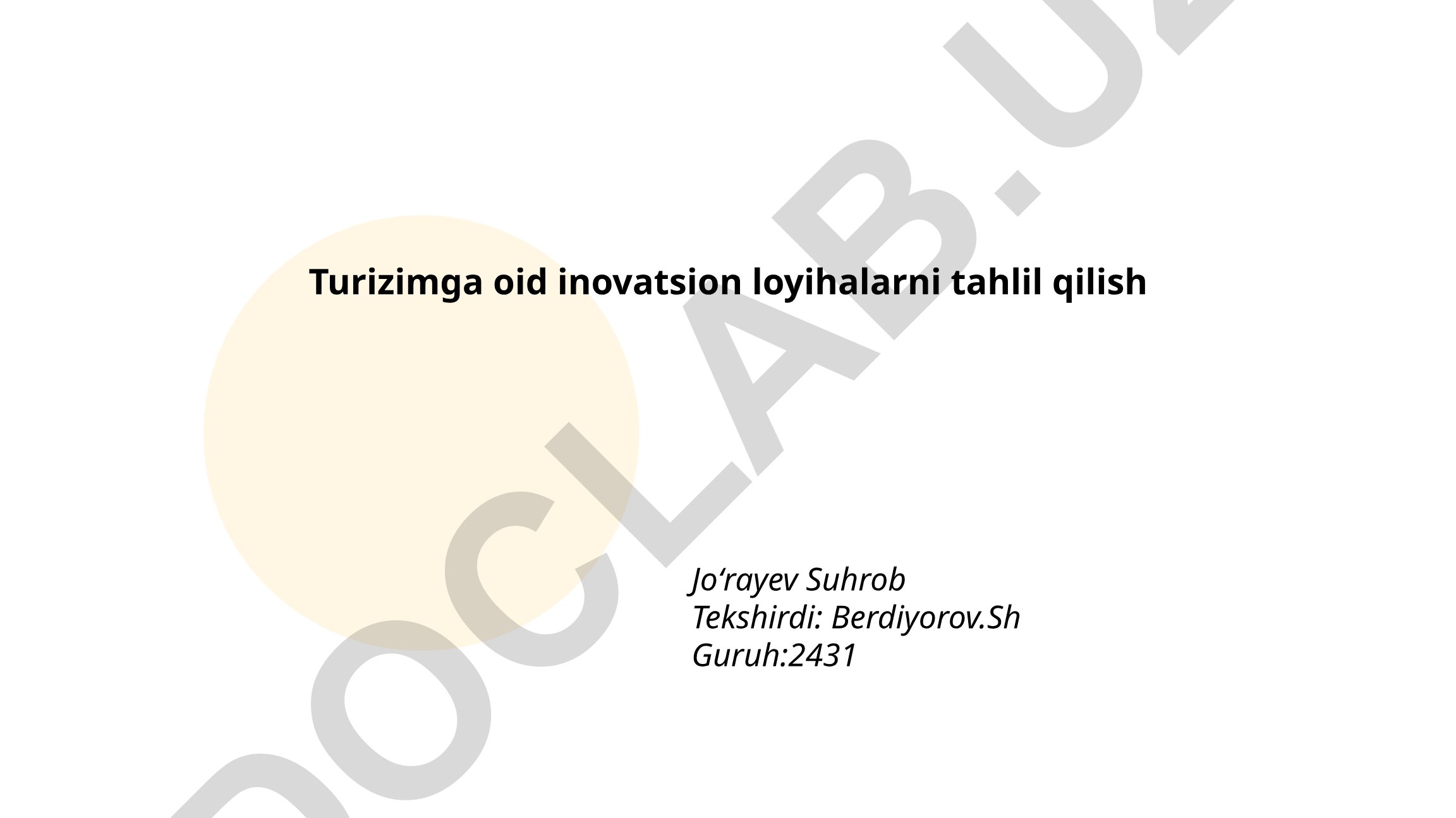 Turizmdagi innovatsion texnologiyalar va barqaror rivojlanish