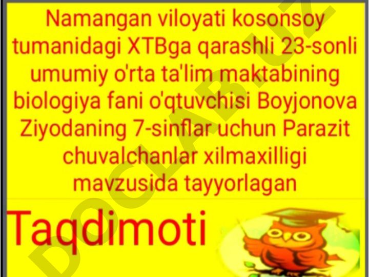 Parazit chuvalchanglarning xilma-xilligi va turlari