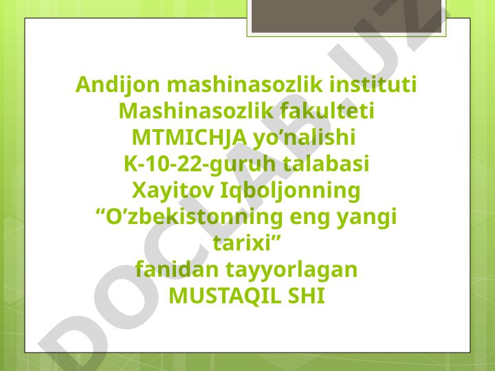 O'zbekistonda mashinasozlik sanoatini rivojlanish tarixi