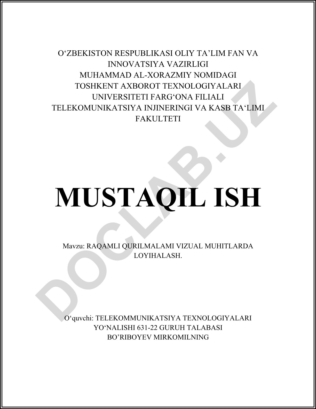 Raqamli qurilmalarni vizual muhitlarda loyihalash