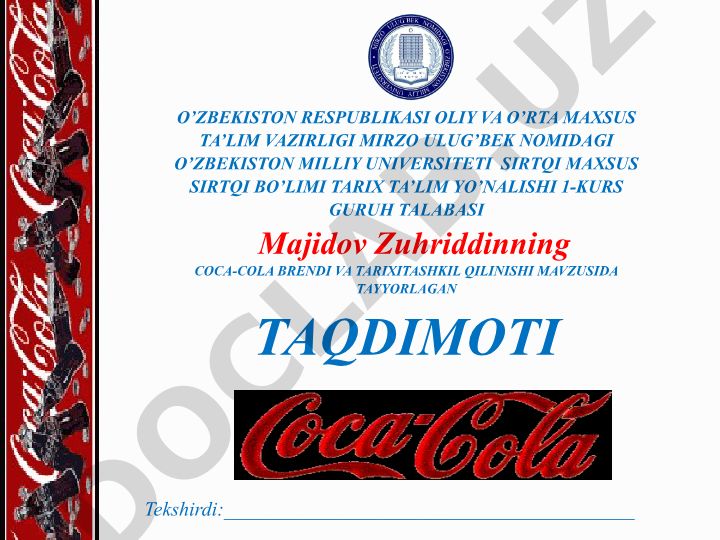 Coca-Cola Brendi va tarixi tashkil qilinishi