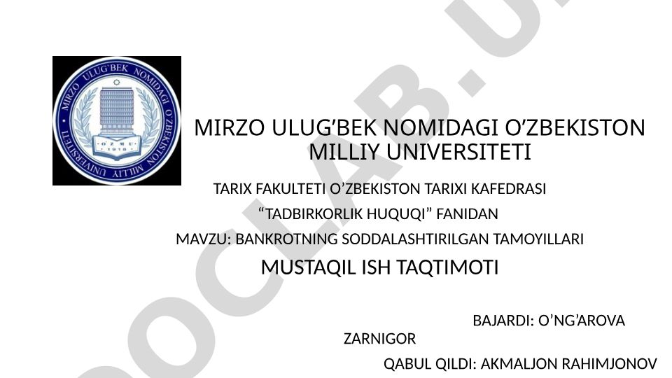 Bankrotning soddalashtirilgan tamoyillari