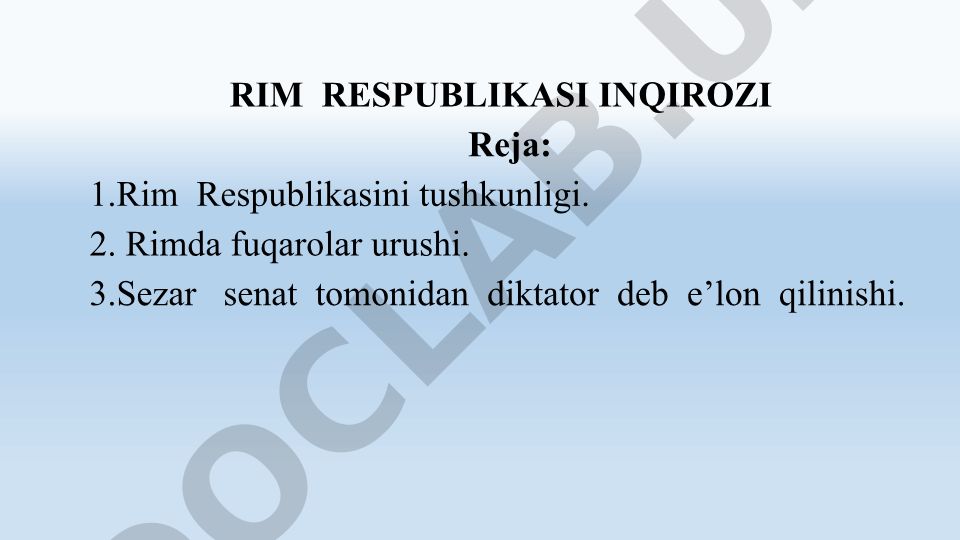 Rim Respublikasi inqirozi va uning tushkunligi