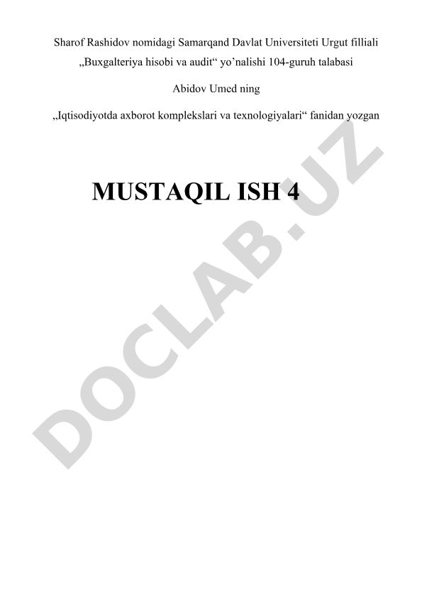 Axborot xavfsizligini ta’minlash
