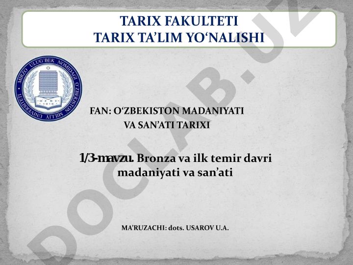 Bronza va ilk temir davri madaniyati va san'ati