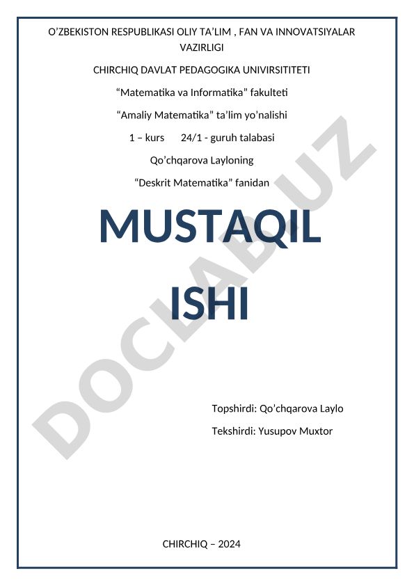 To'plamlar va ular ustida amallar, to'plamlar algebrasi, kirirtish chiqarish qoidasi
