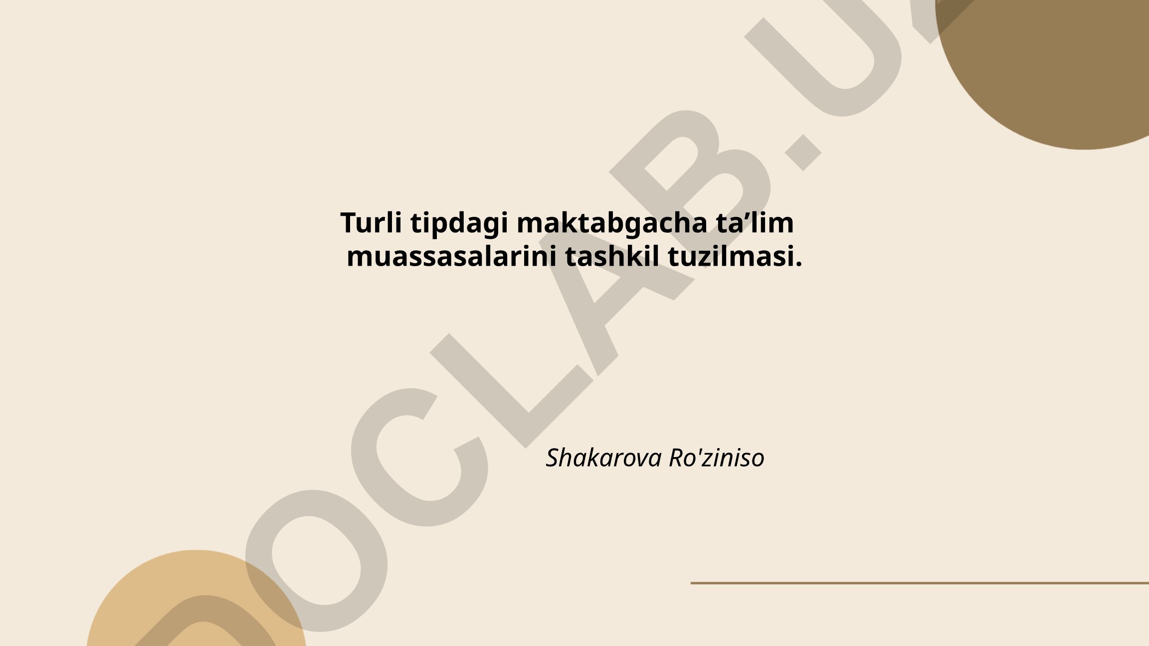 Turli tipdagi maktabgacha ta’lim muassasalarini tashkil tuzilmasi