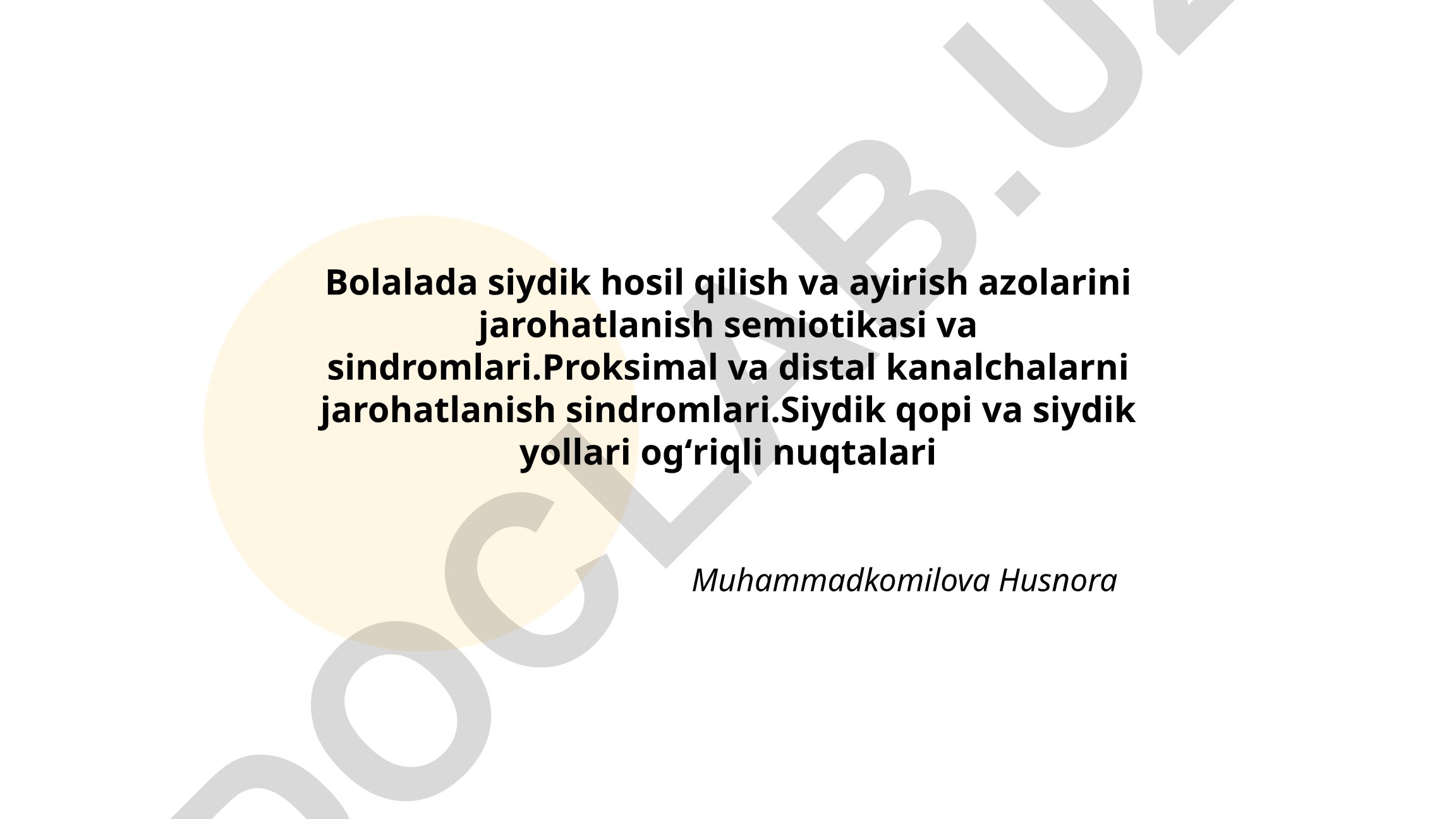 Bolalarda siydik hosil qilish va ayirish azolarini jarohatlanish semiotikasi va sindromlari
