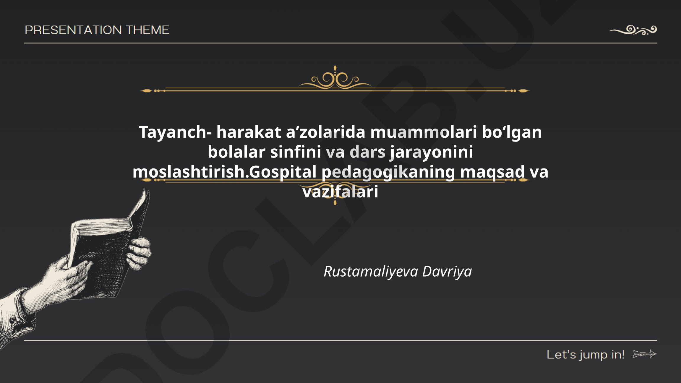 Tayanch-harakat a'zolari muammoli bolalar uchun mos ta'lim muhiti va gospital pedagogika