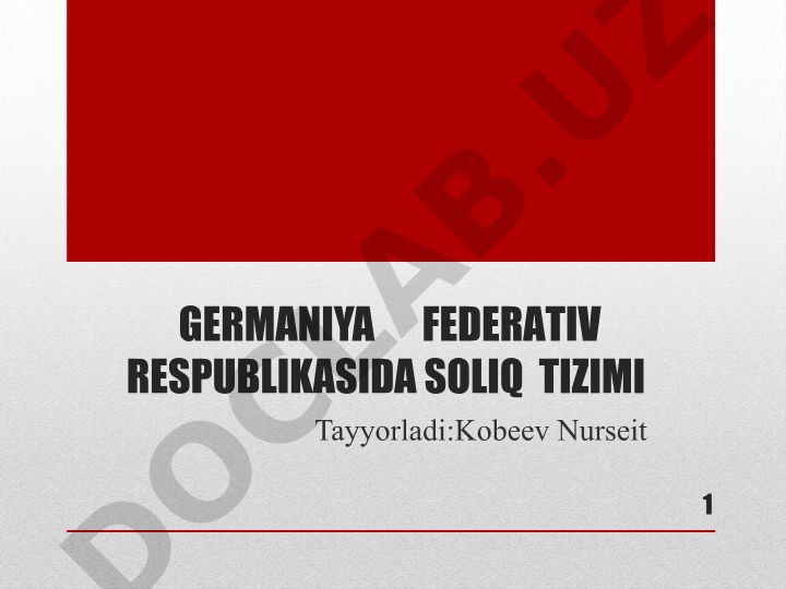 Germaniya Federativ Respublikasida soliq tizimi