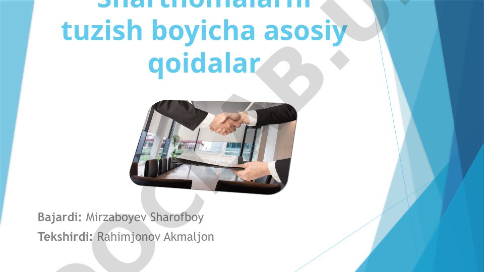 Shartnomalarni tuzish asosiy qoidalari