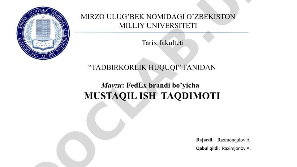 FedEx korporatsiyasi haqida mustaqil ish