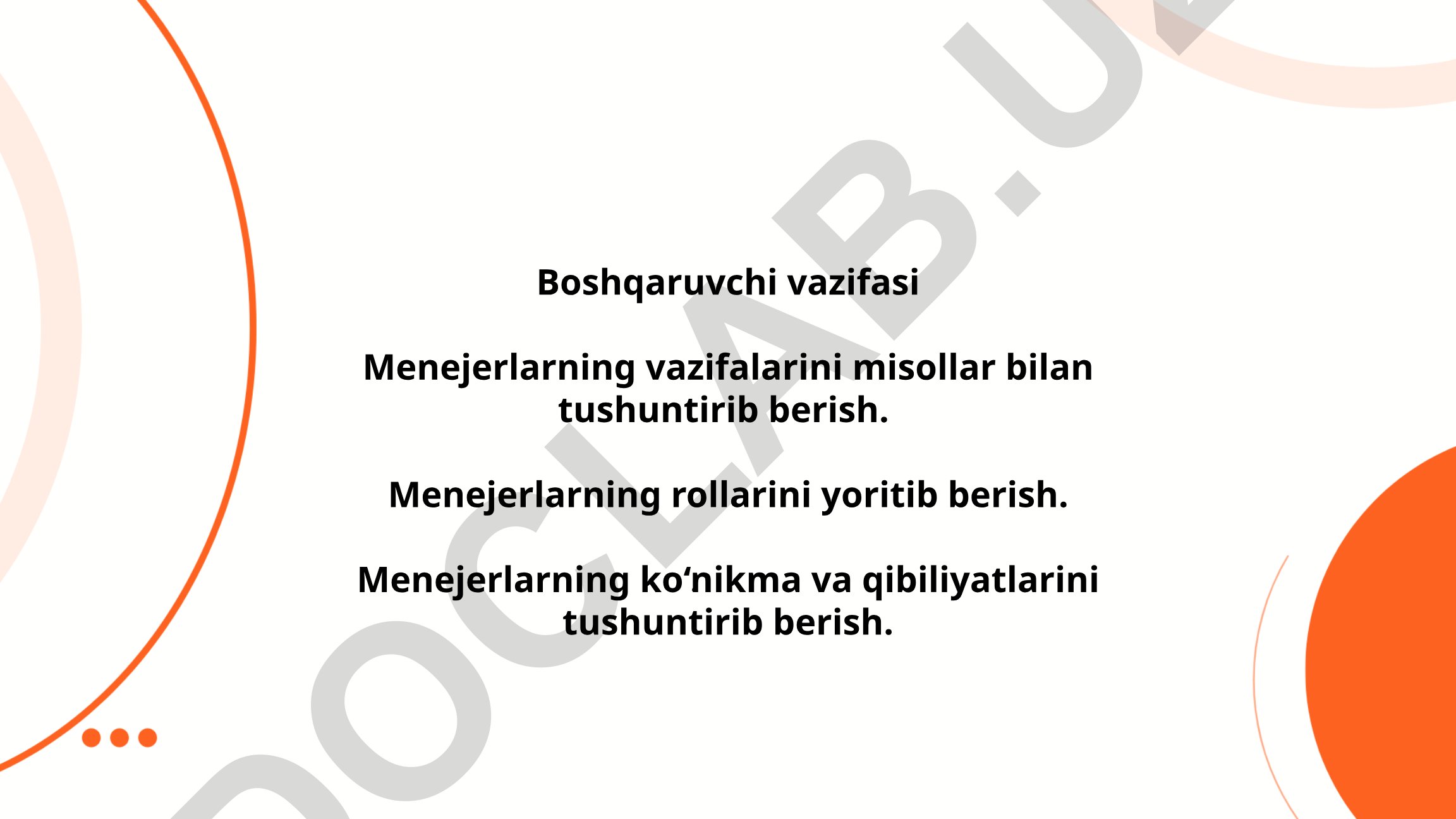Boshqaruvchi vazifalari va menejerlarning roli
