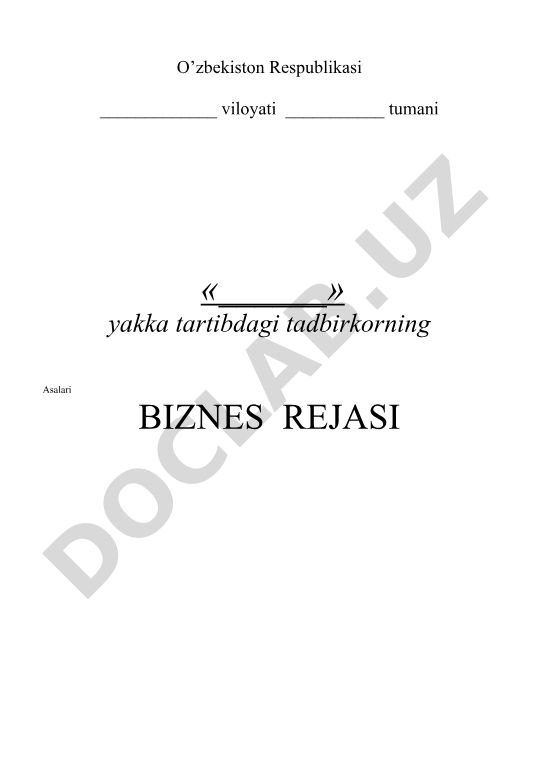 Asalari biznes rejasi