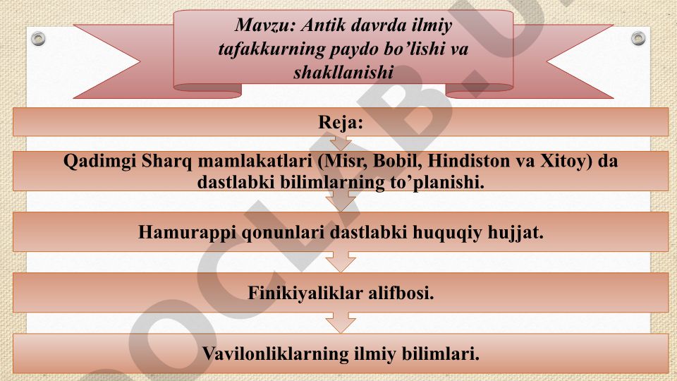 Antik davrda ilmiy tafakkurning paydo bо’lishi va shakllanishi