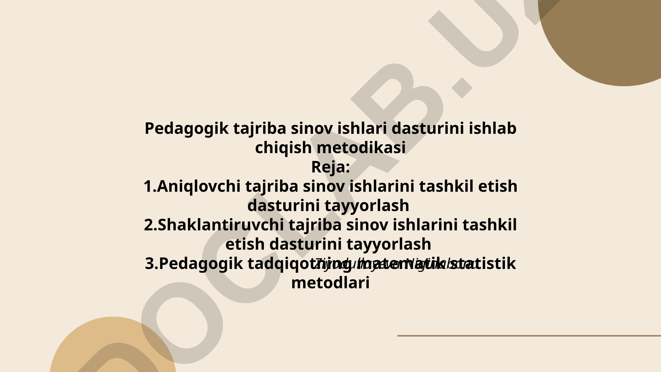 Pedagogik tajriba sinov ishlari dasturini ishlab chiqish metodikasi