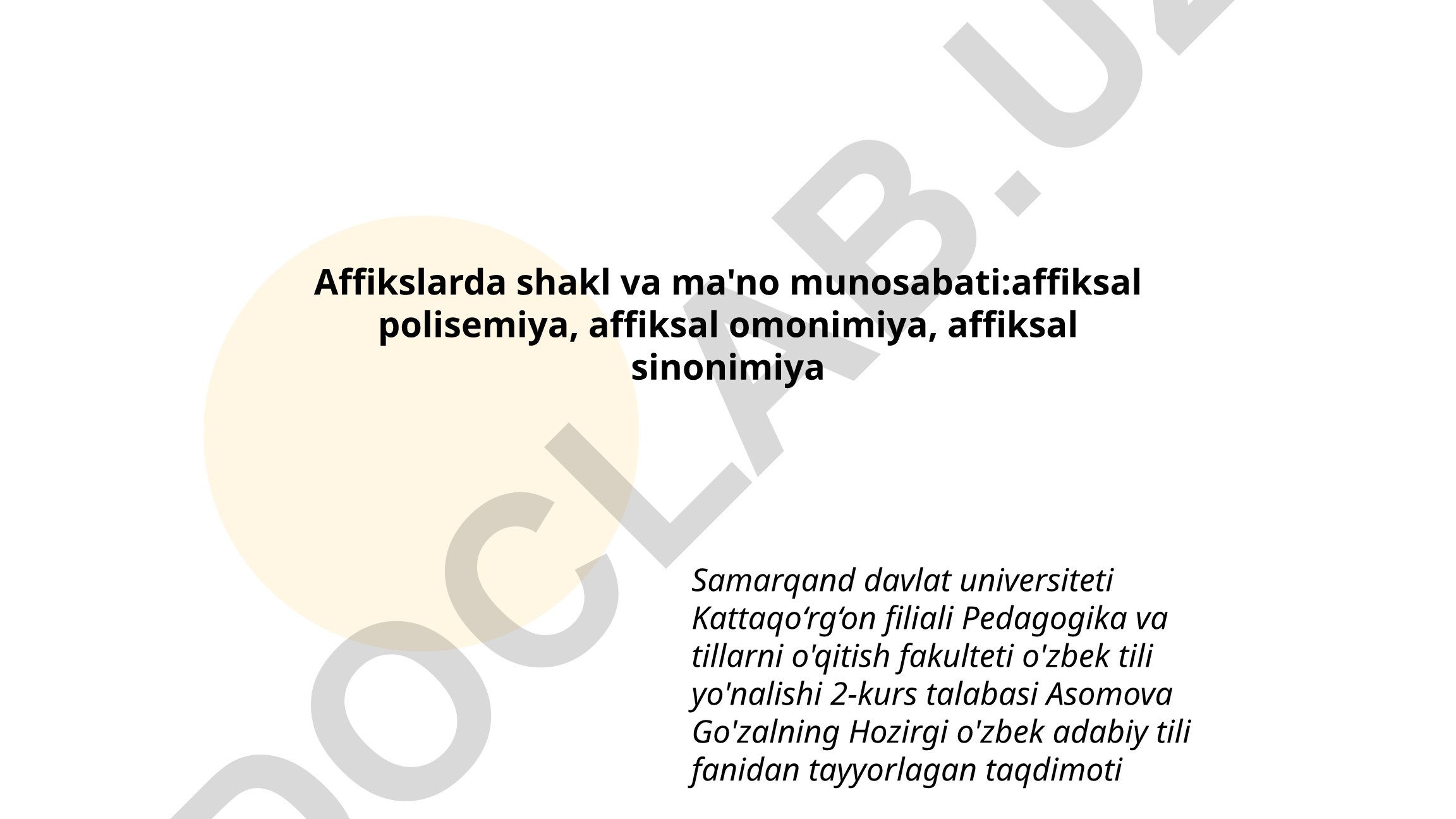Affikslarda shakl va ma'no munosabati: polisemiya, omonimiya, sinonimiya