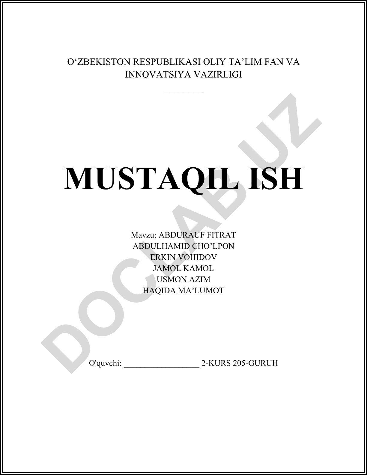 Abdurauf Fitrat hayoti va ijodiy faoliyati