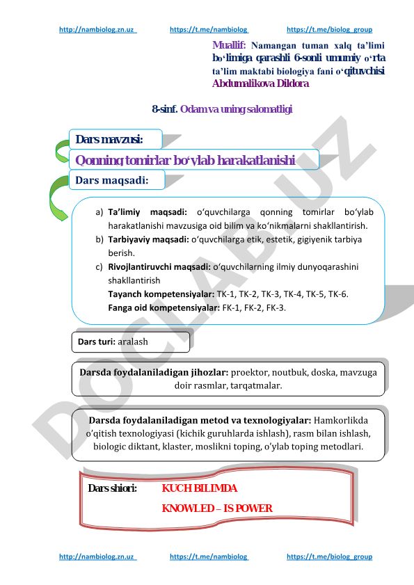 Qonning tomirlar bo'ylab harakatlanishi