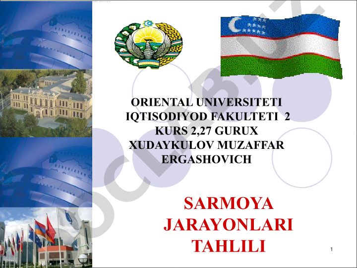 Jahon iqtisodiyotining globallashuvida xorijiy investitsiyalarning o'rni va investitsiya loyihalarini tayyorlash