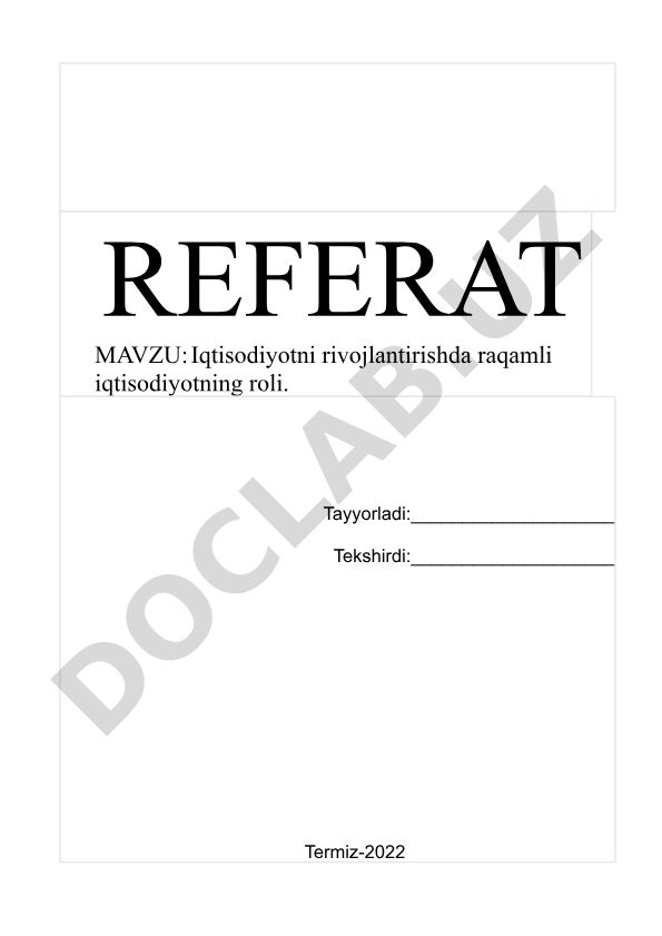 Iqtisodiyotni rivojlantirishda raqamli iqtisodiyotning roli