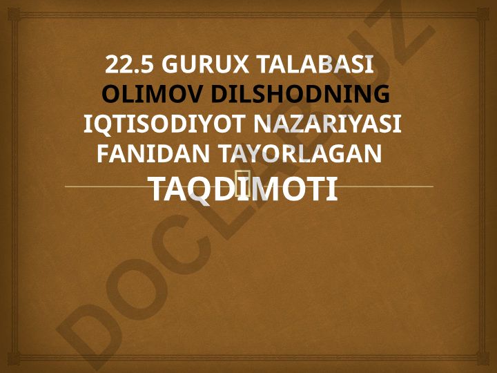 Fiziokratlar oqimining nazariy qarashlari