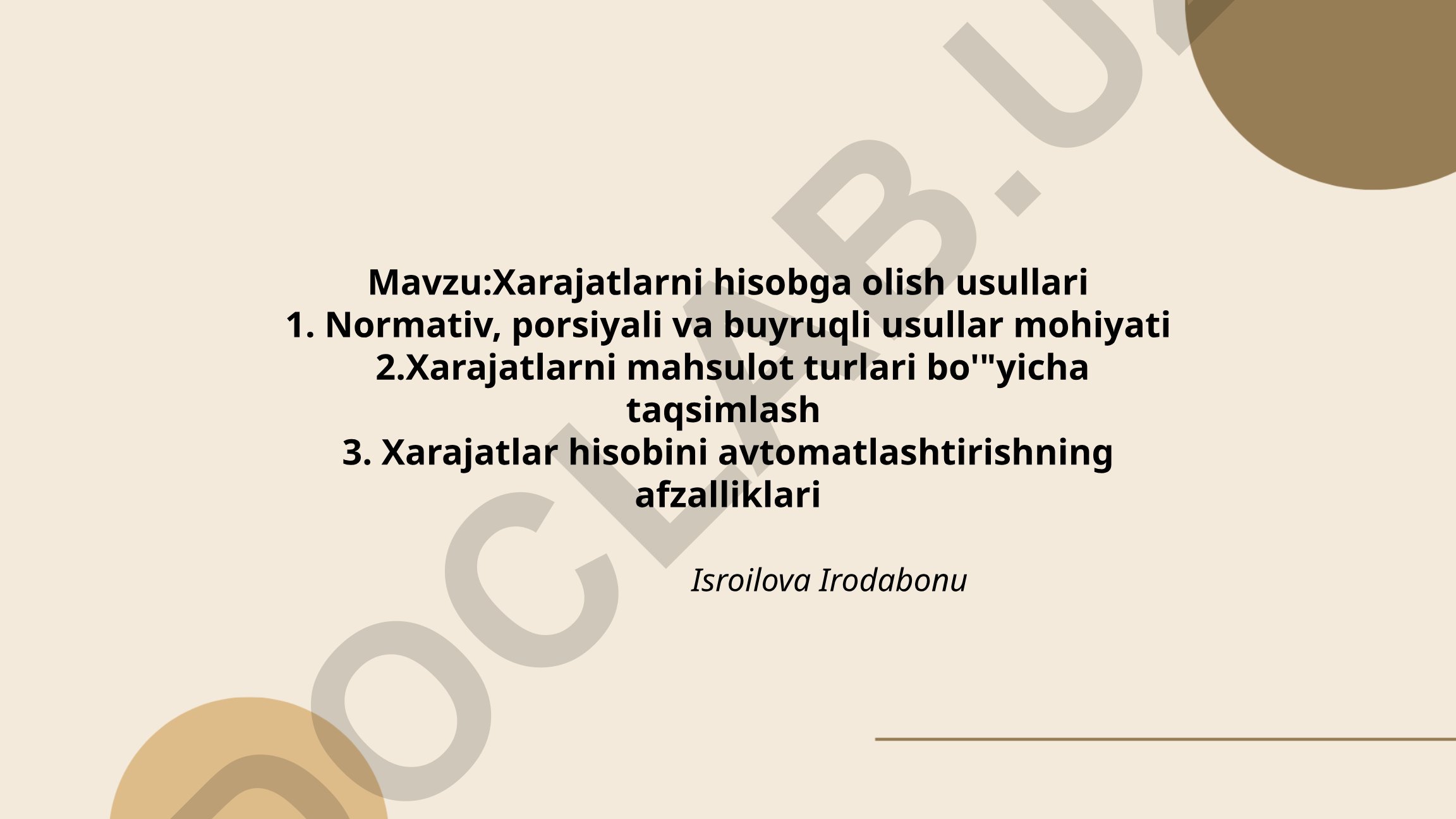 Xarajatlarni hisobga olish usullari