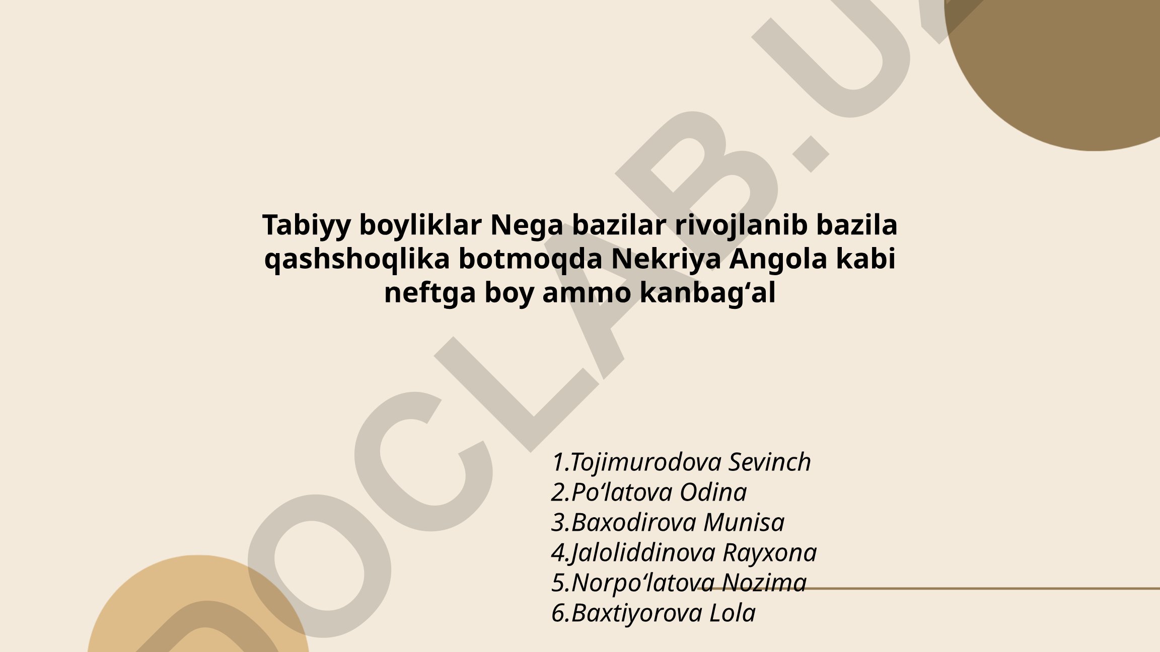 Tabiiy boyliklar va rivojlanish munosabati: umumiy tahlil