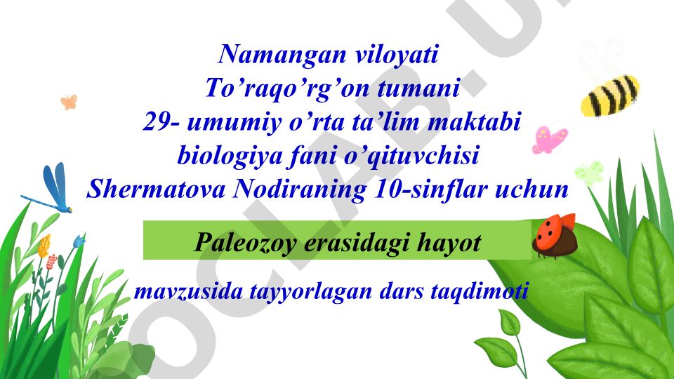 Paleozoy erasidagi hayot