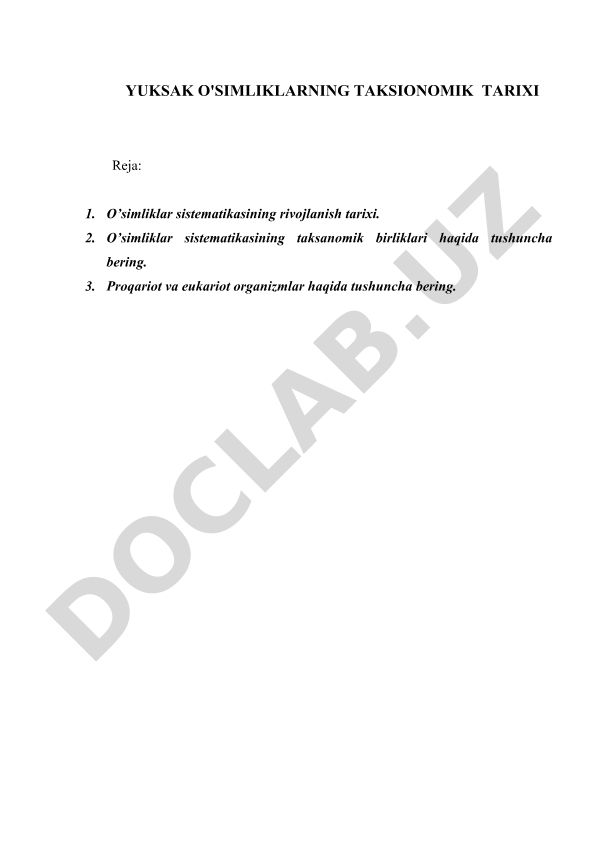 Yuksak o'simliklarning taksionomik tarixi