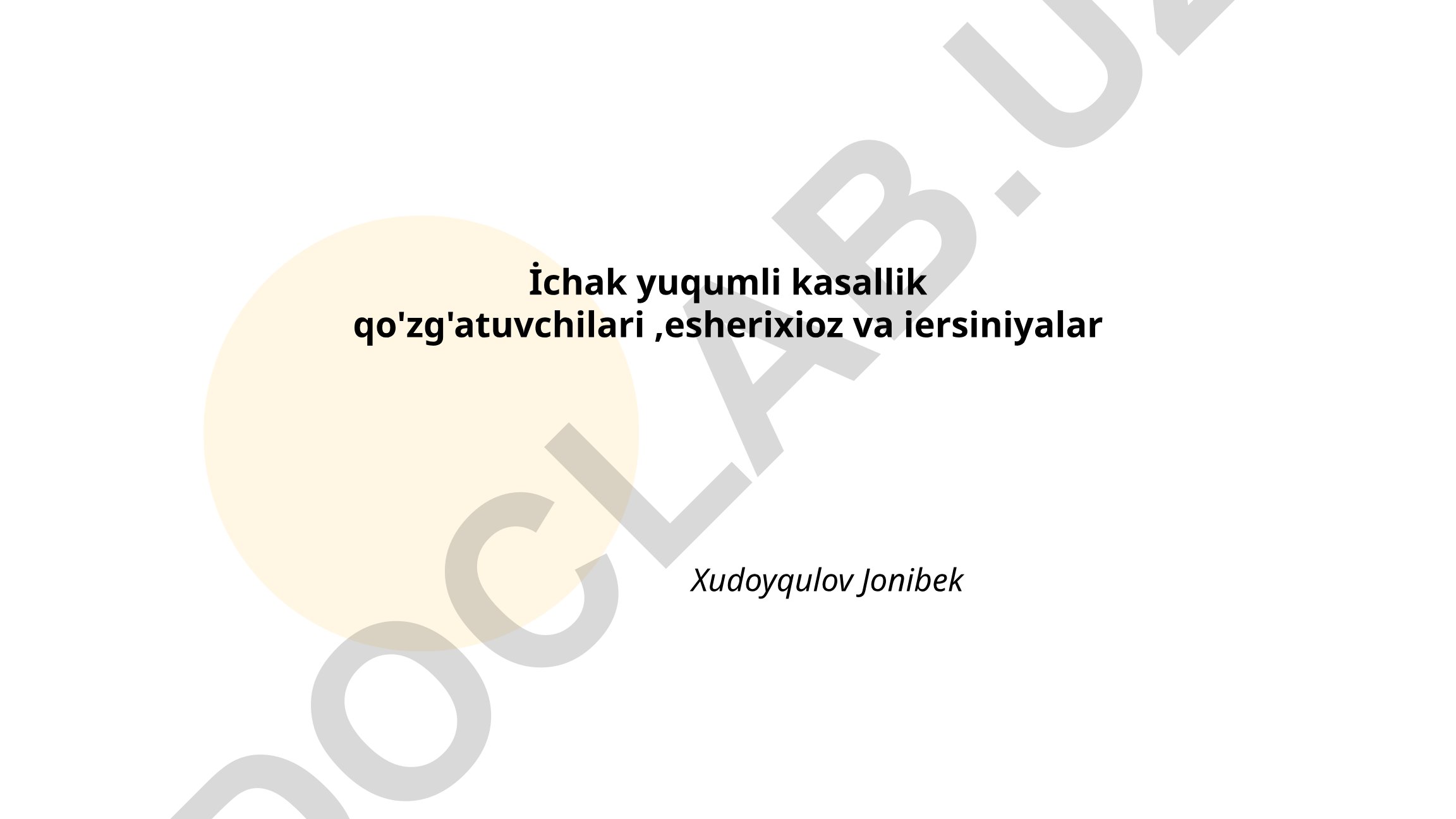 Ichak yuqumli kasallik qo'zg'atuvchilari: esherixioz va iersiniyalar