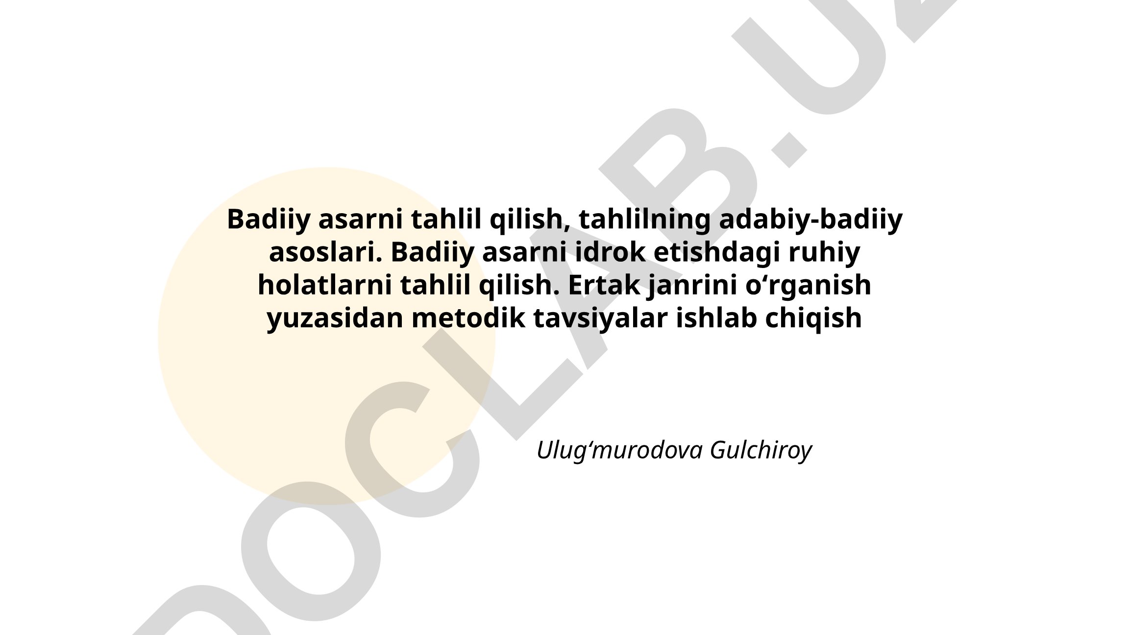 Badiiy asarni tahlil qilish va ertak janrini o'rganish metodikasi