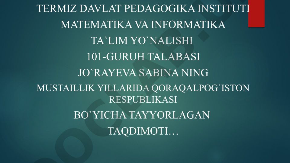 Mustaqillik yillarida Qoraqalpog'iston Respublikasi