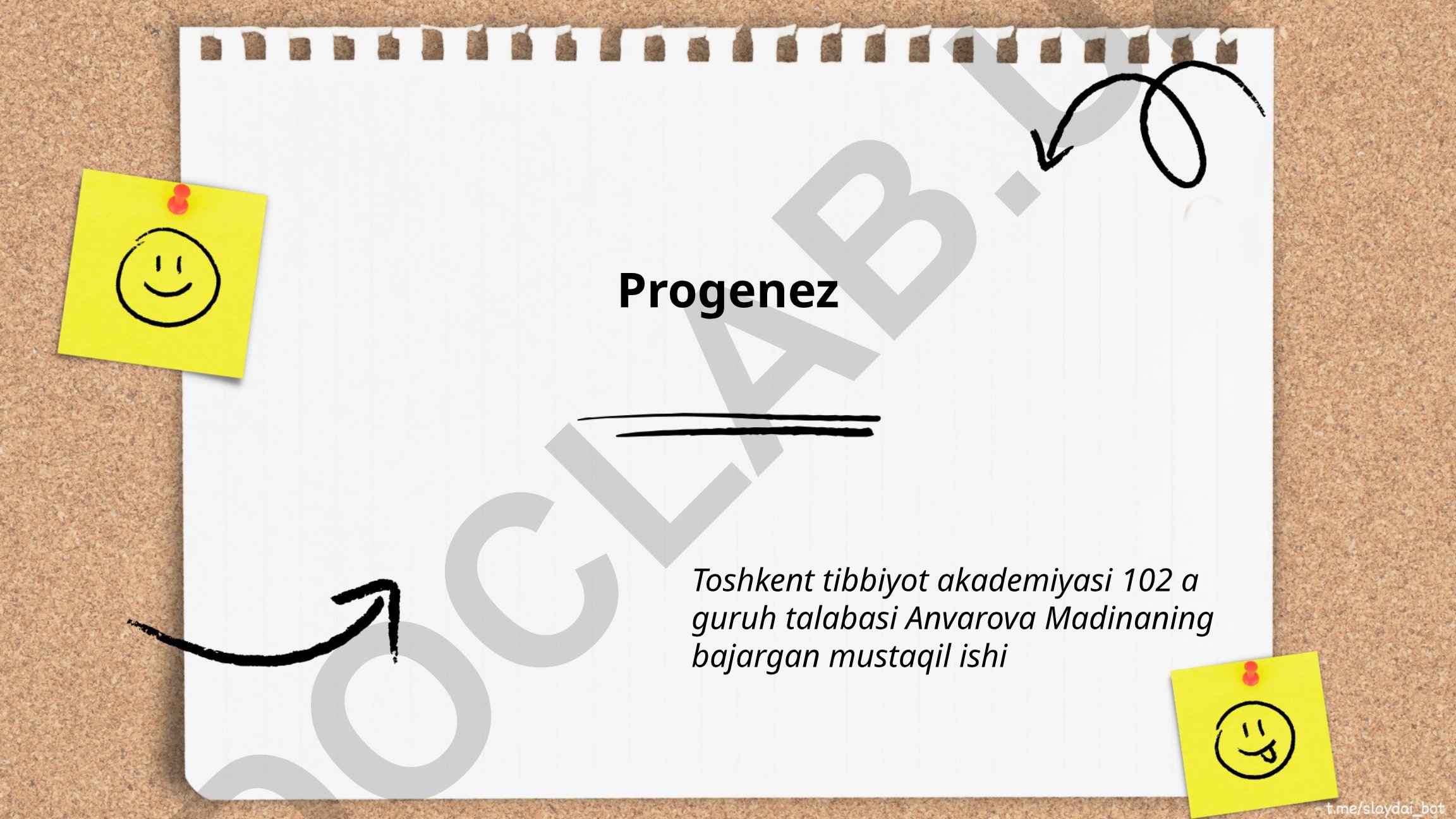Progenez jarayoni va uning biologik ahamiyati