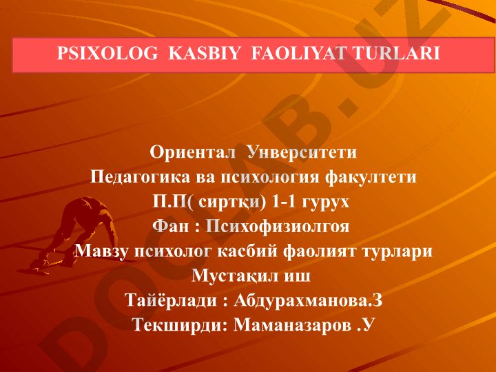Psixolog kasbiy faoliyat turlari