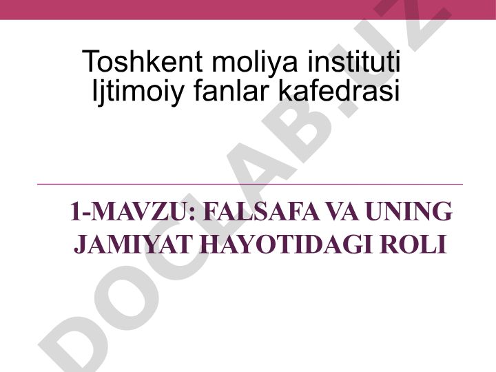Falsafa va uning jamiyat hayotidagi roli