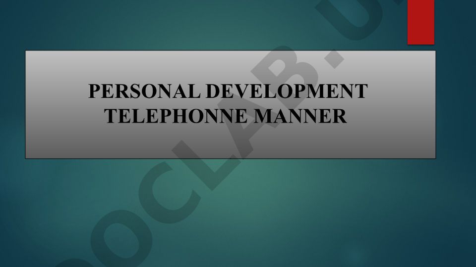 Personal Development Telephone Manner