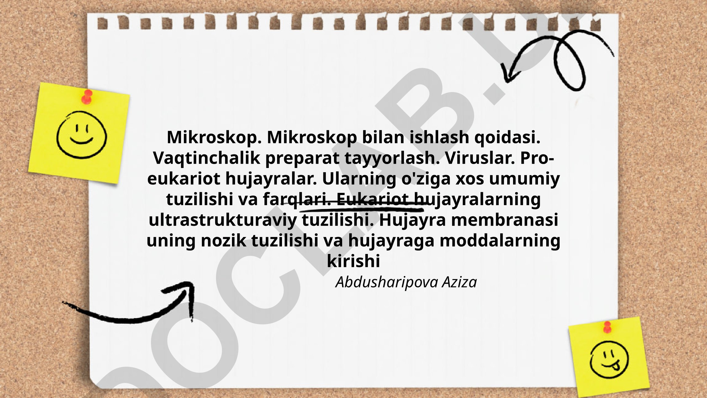 Mikroskop turlari, ishlash qoidalari va hujayra tuzilishi