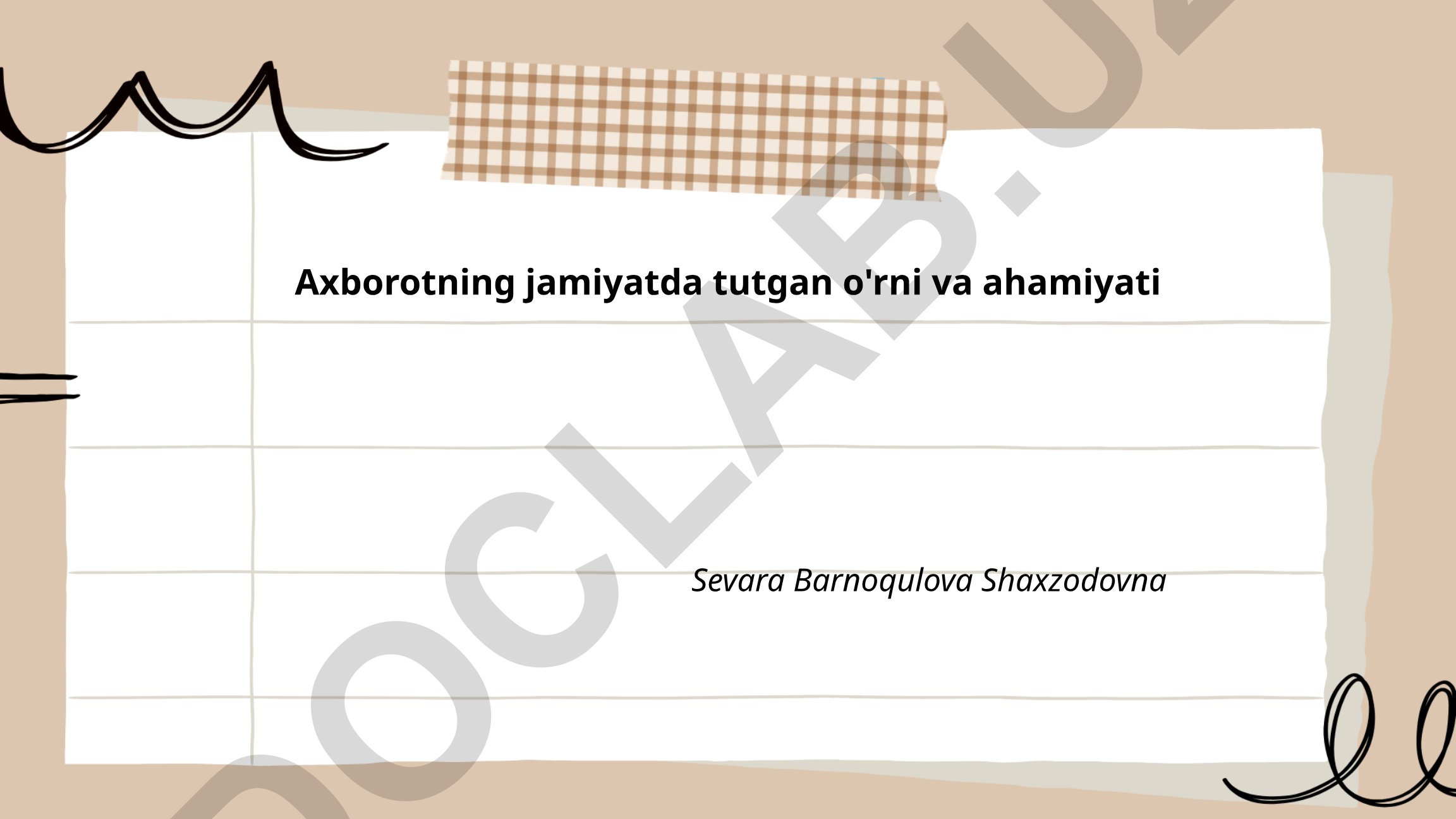 Axborotning jamiyatda tutgan o'rni va ahamiyati