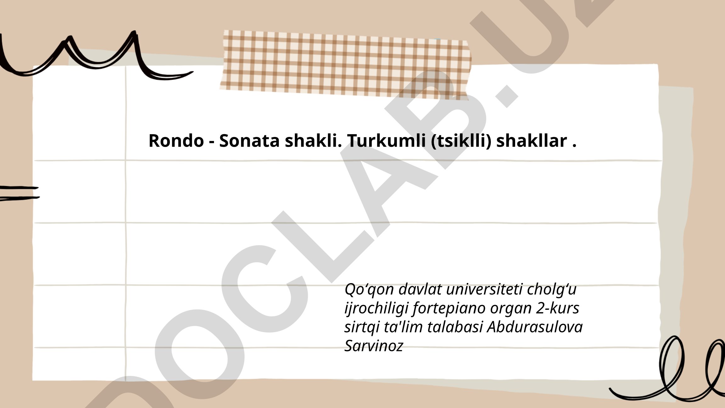 Rondo - Sonata shakli va turkumli (tsiklli) shakllar