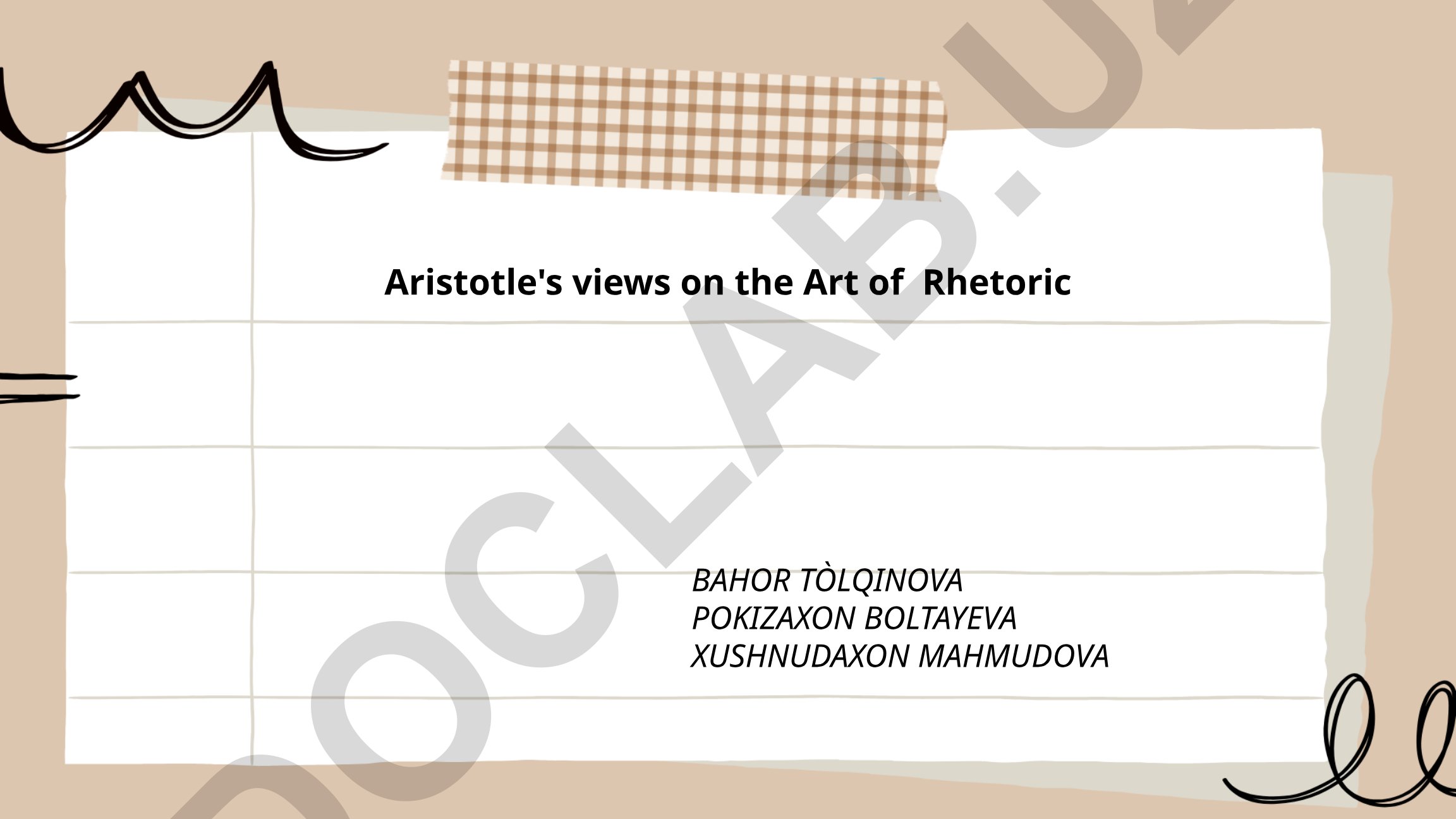 Aristotle's views on the Art of Rhetoric