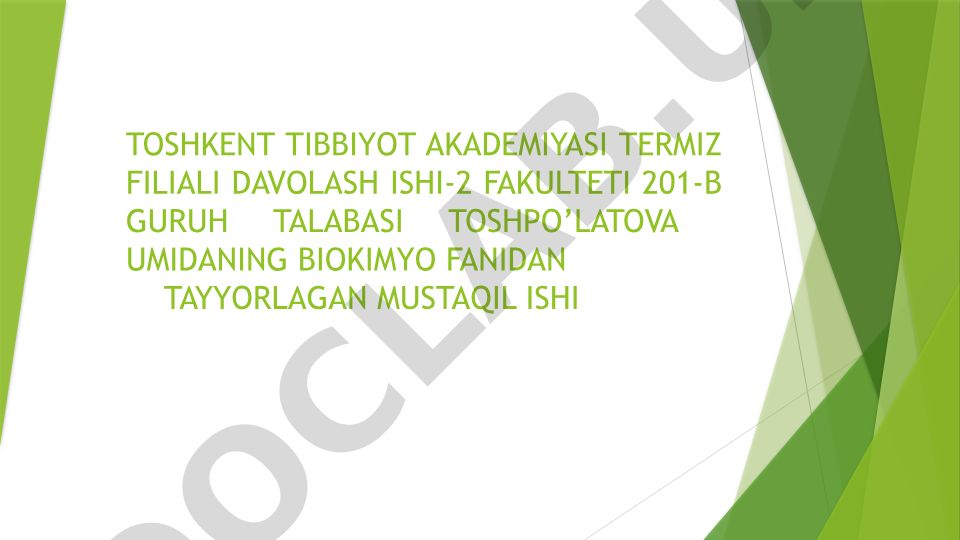 Qandli diabet va ochlikda ketonuriya va ketonemiya. Sfingolipidozalar. Dislipoproteinemiya
