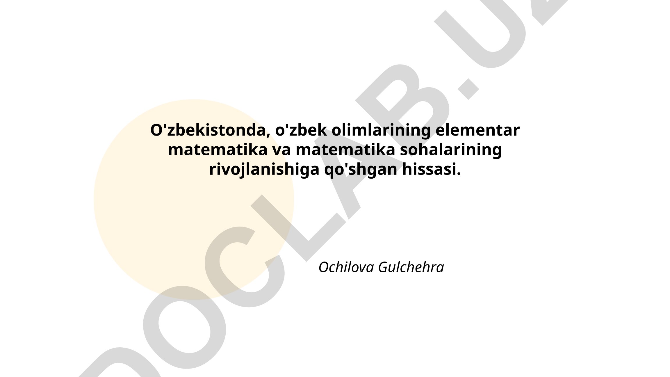 O'zbek olimlarining elementar matematika va matematika sohalarining rivojlanishiga qo'shgan hissasi
