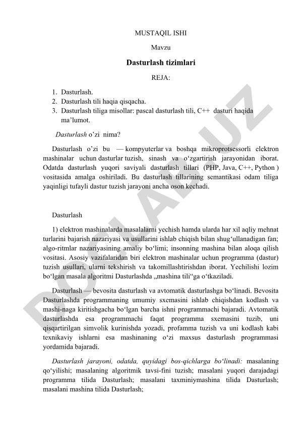 Dasturlash tizimlari