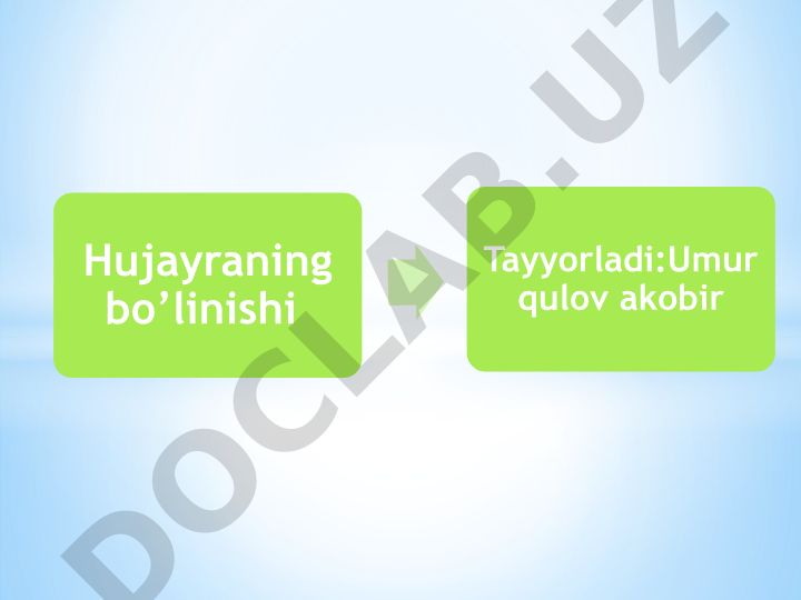 Hujayraning bo'linishi va biologik ahamiyati