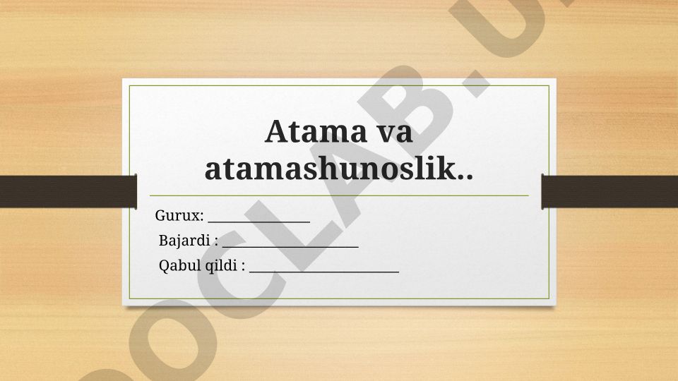 Atama va atamashunoslik haqida ma'lumot