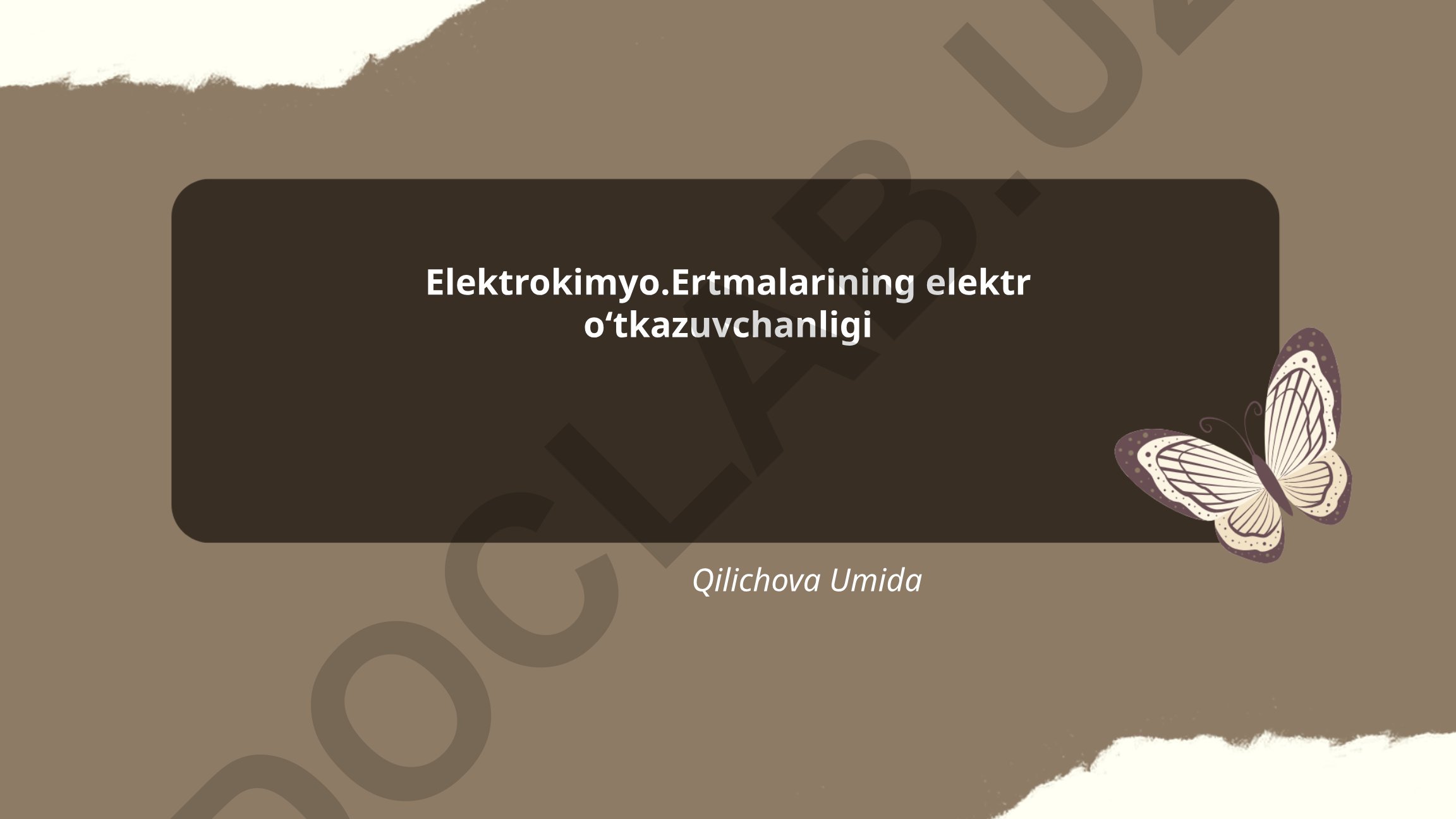 Elektrolit eritmalarda elektr o‘tkazuvchanlik va molyar o‘tkazuvchanlik