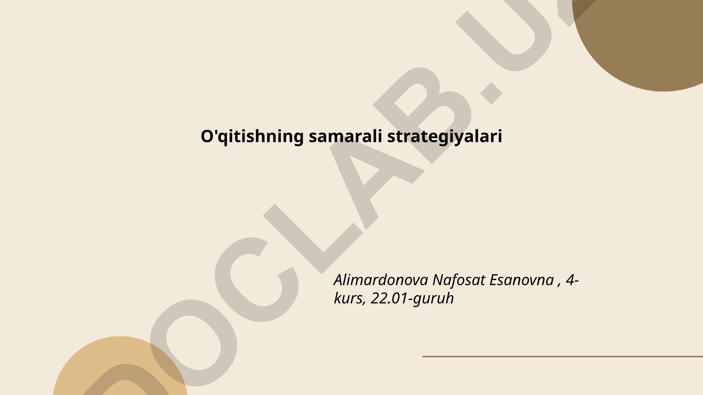 O'qitishning samarali strategiyalari