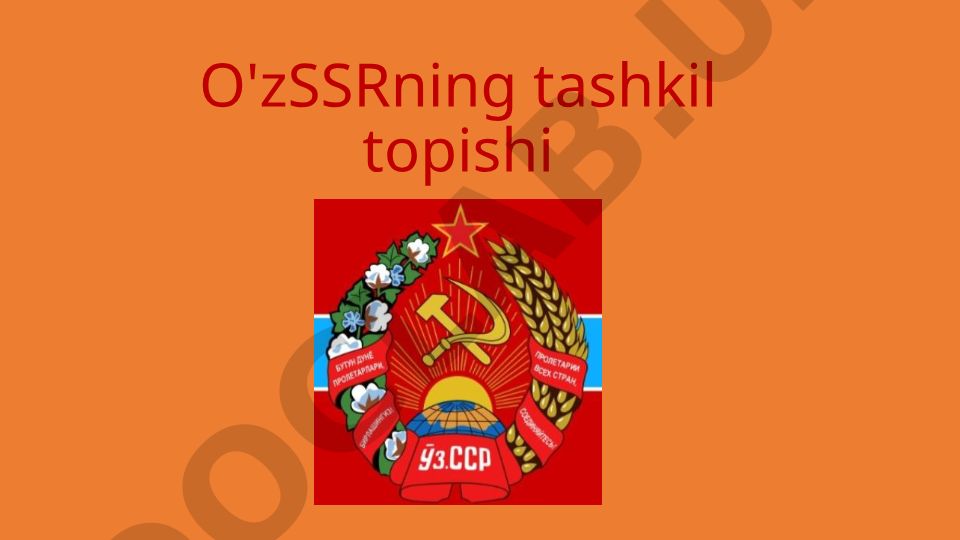 O'zSSRning tashkil topishi va tuzilishi