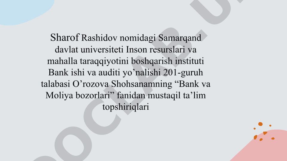 Moliyaviy instrumentlar tahlili